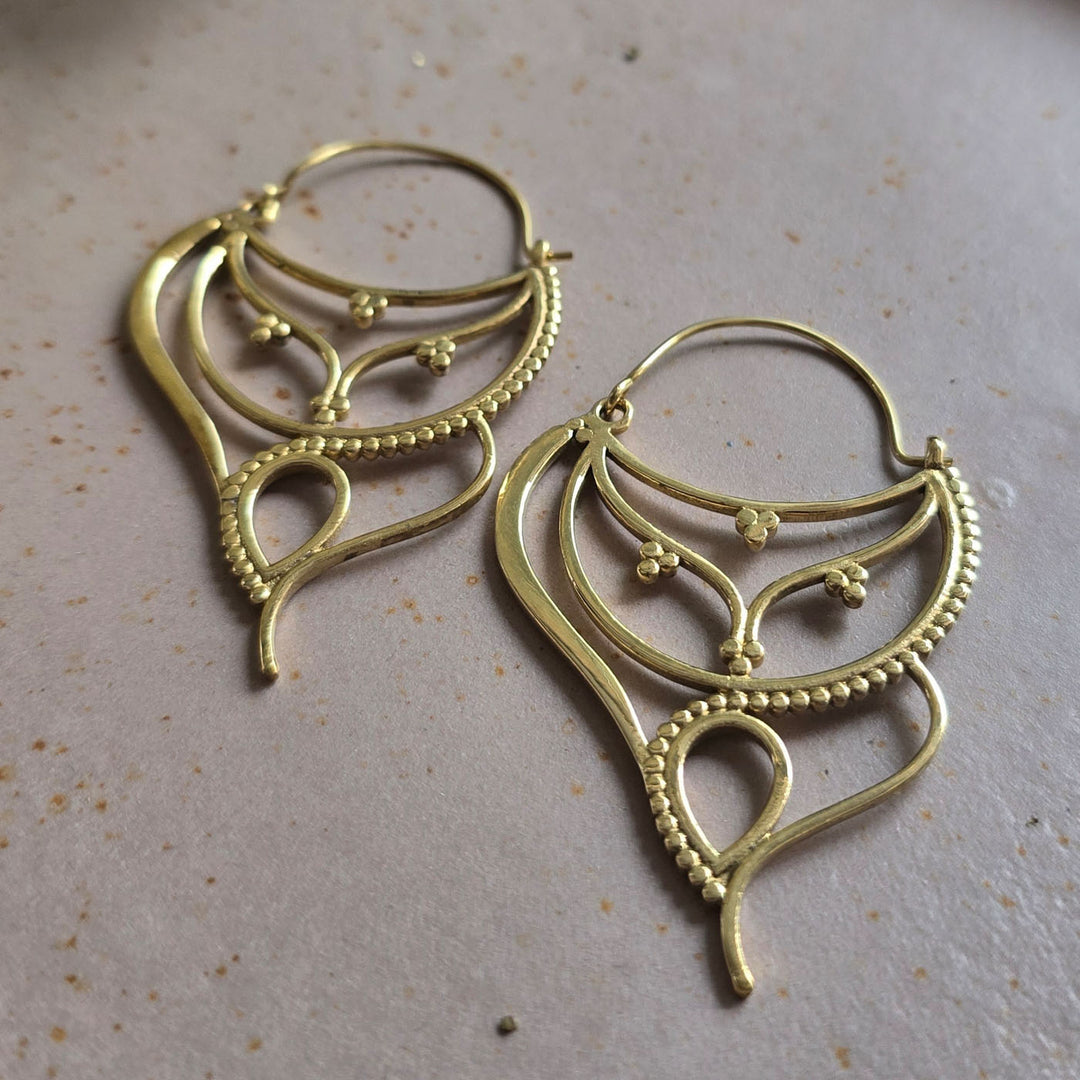 Handmade Elena Hoops Brass Earrings