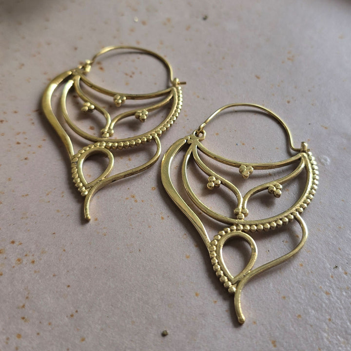 Handmade Elena Hoops Brass Earrings