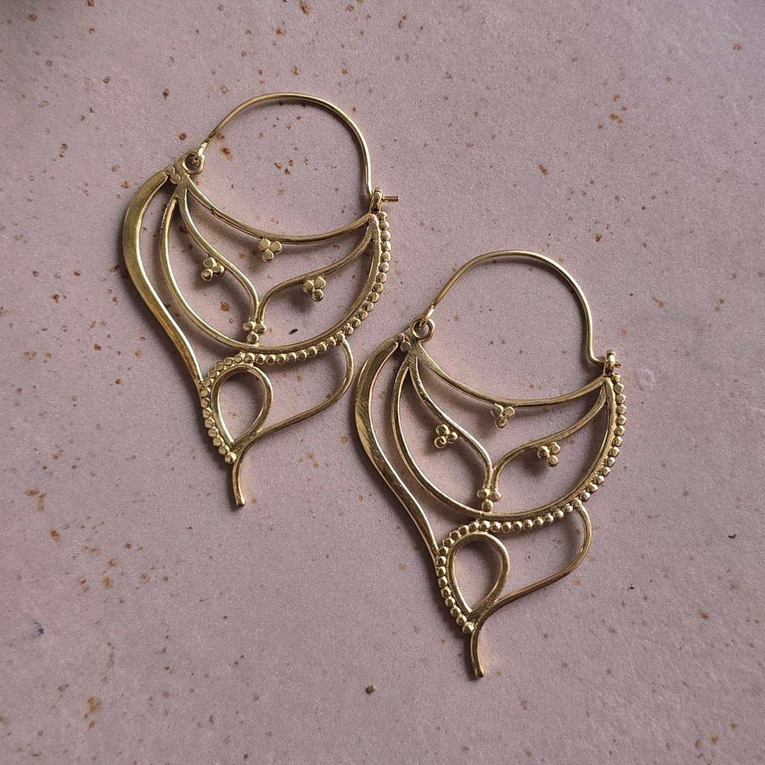 Handmade Elena Hoops Brass Earrings