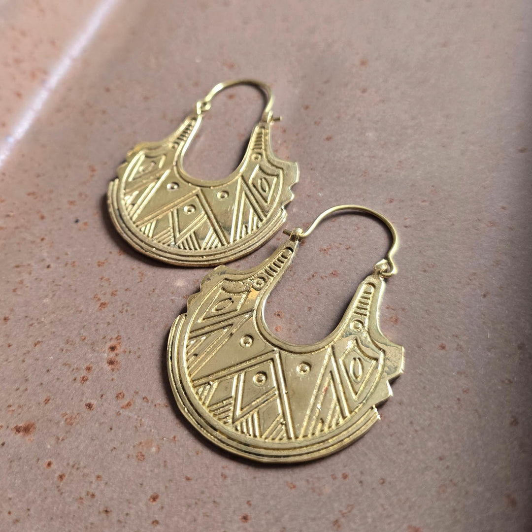 Handmade Esther Hoops Brass Earrings