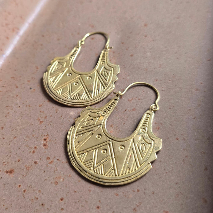 Handmade Esther Hoops Brass Earrings
