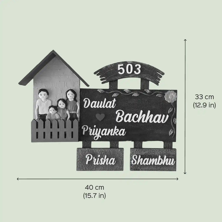 Personalized Hand-Painted Family Mural Wooden Name Plate