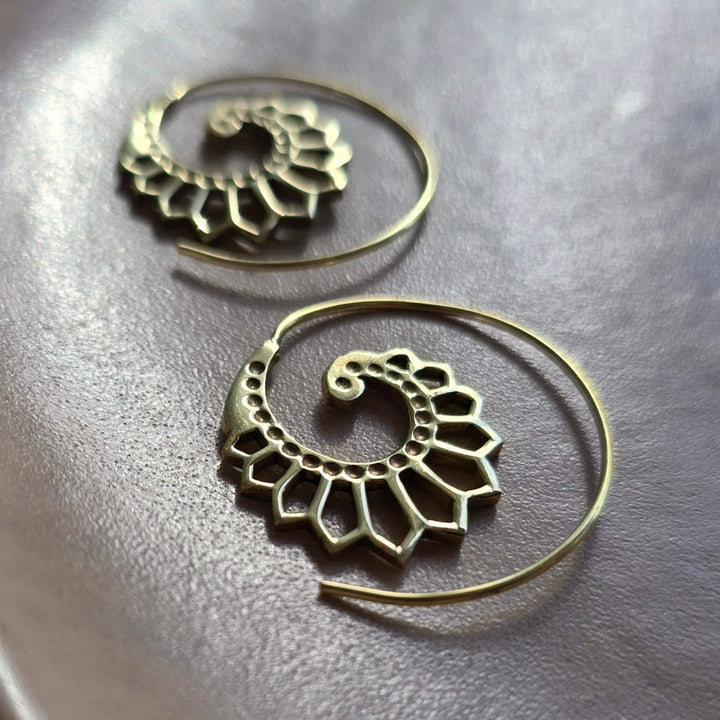 Handmade Fiorella Hooks Brass Earrings