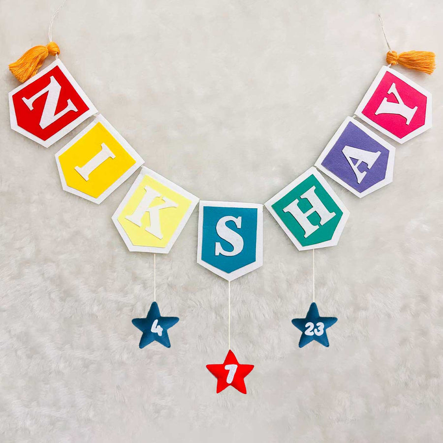 Handcrafted Personalized Flag Themed Bunting For Kids - Hanging Banner Personalized Name Display