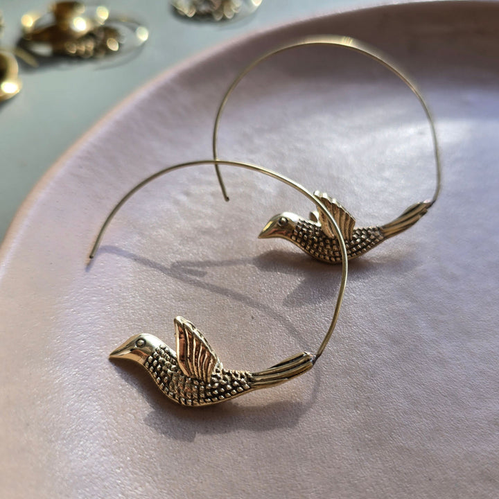 Handmade Fly Hooks Brass Earrings