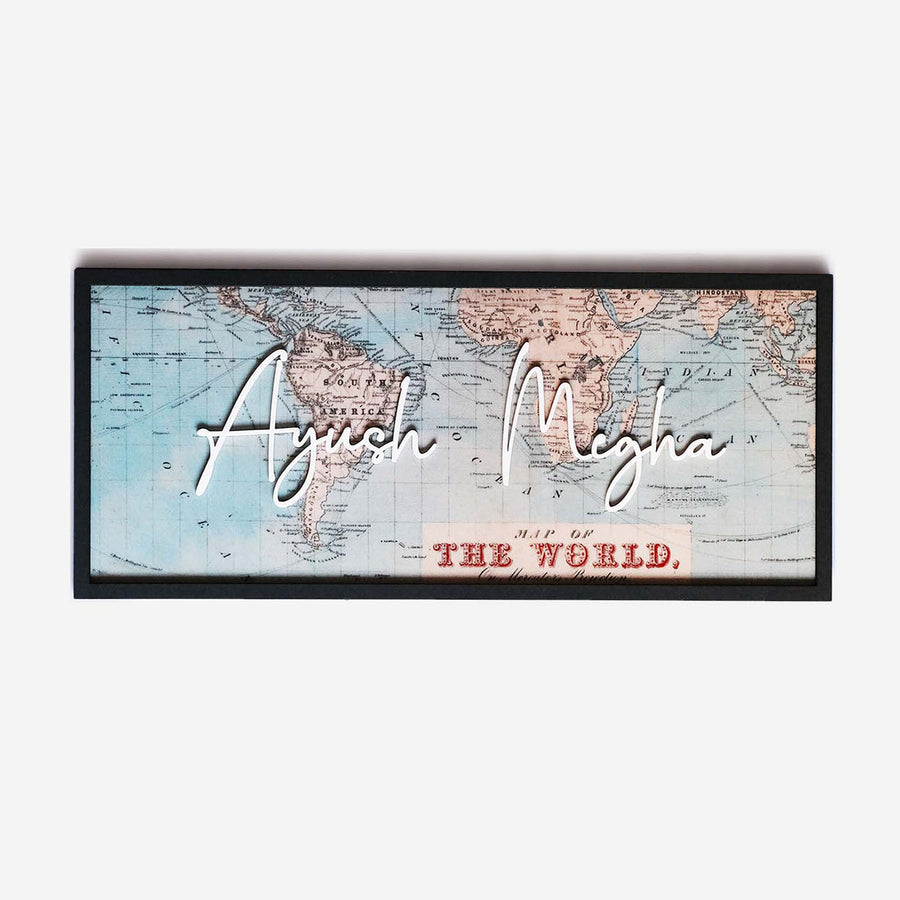 Pastel Rectangular Frame Mdf Name Plate 7 - Front View with Name Personalization