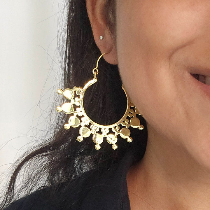 Handmade Freya Hoops Brass Earrings