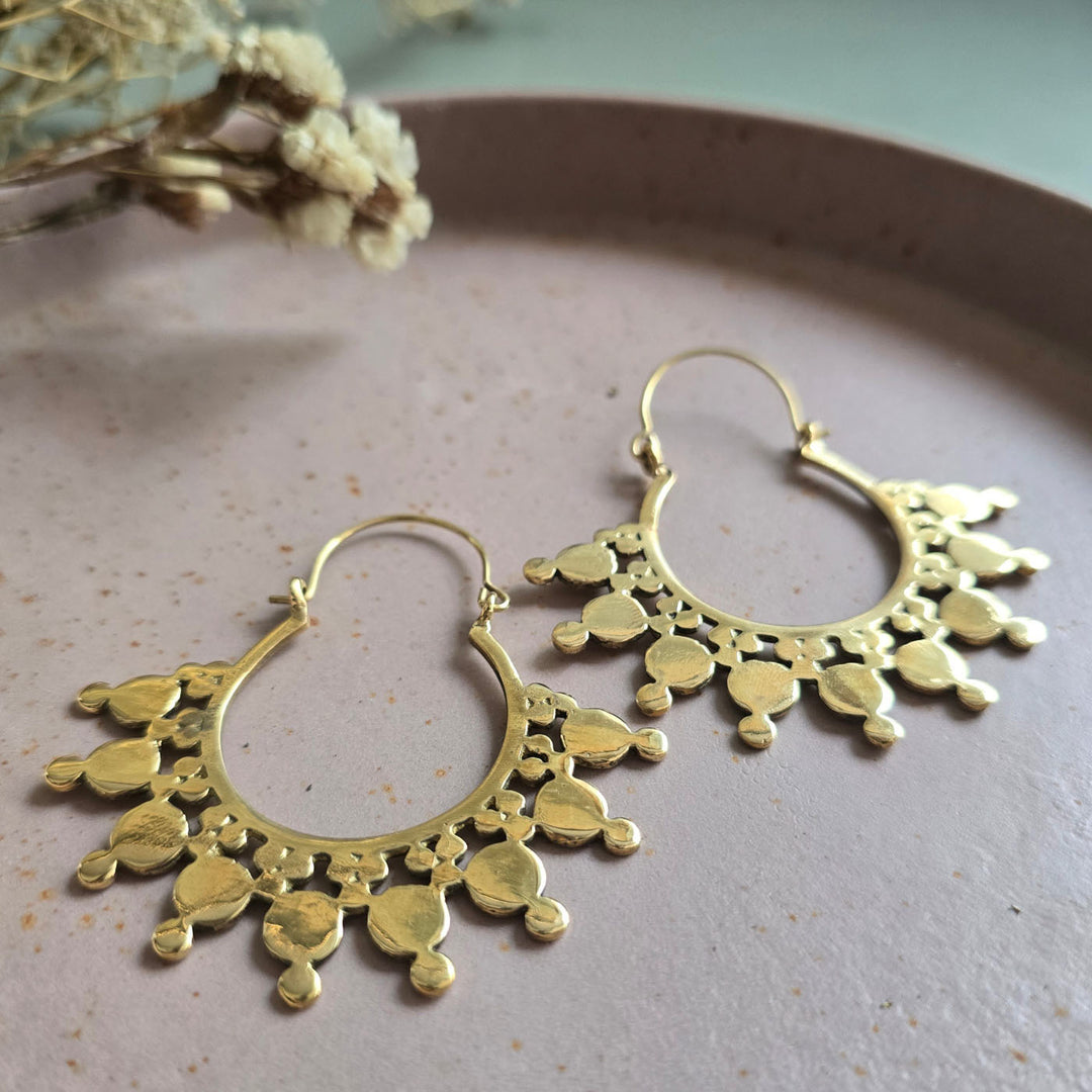 Handmade Freya Hoops Brass Earrings