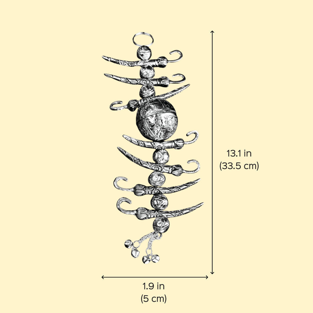 13 Inch | German Silver Nimbu Mirchi Nazar Battu Hanging