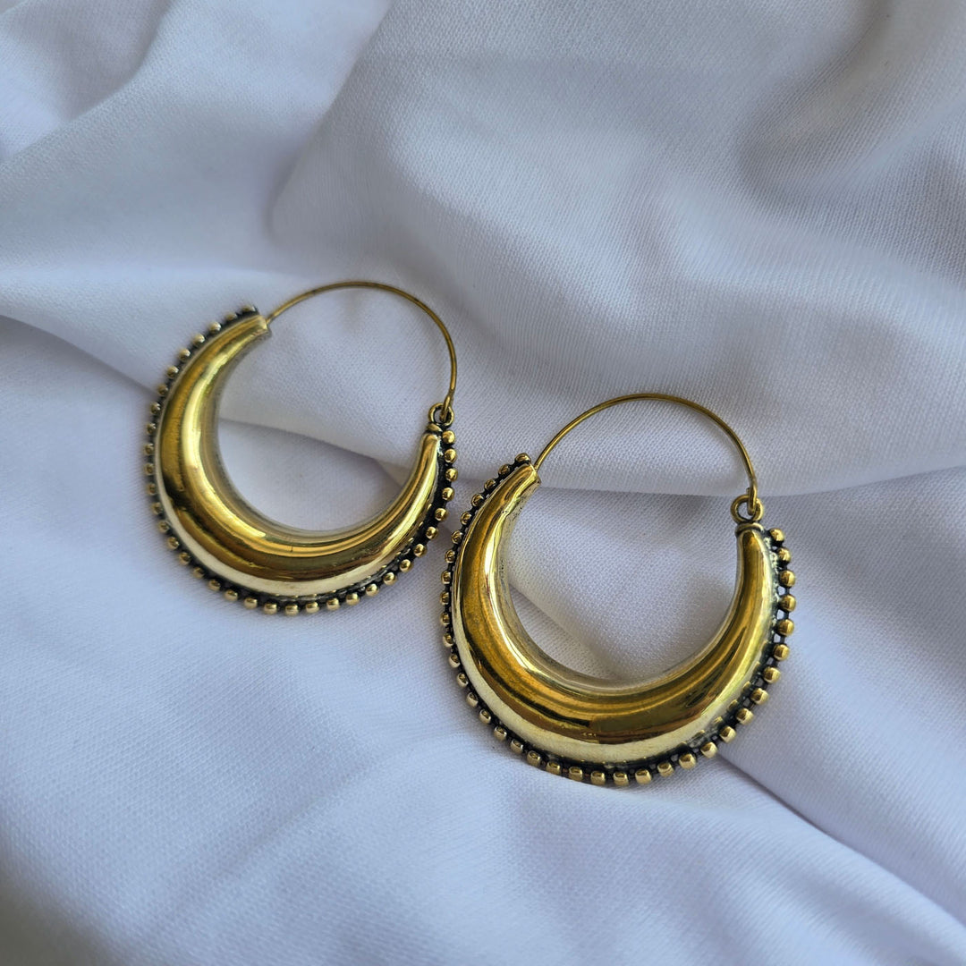 Handmade Grace Hoops Brass Earrings