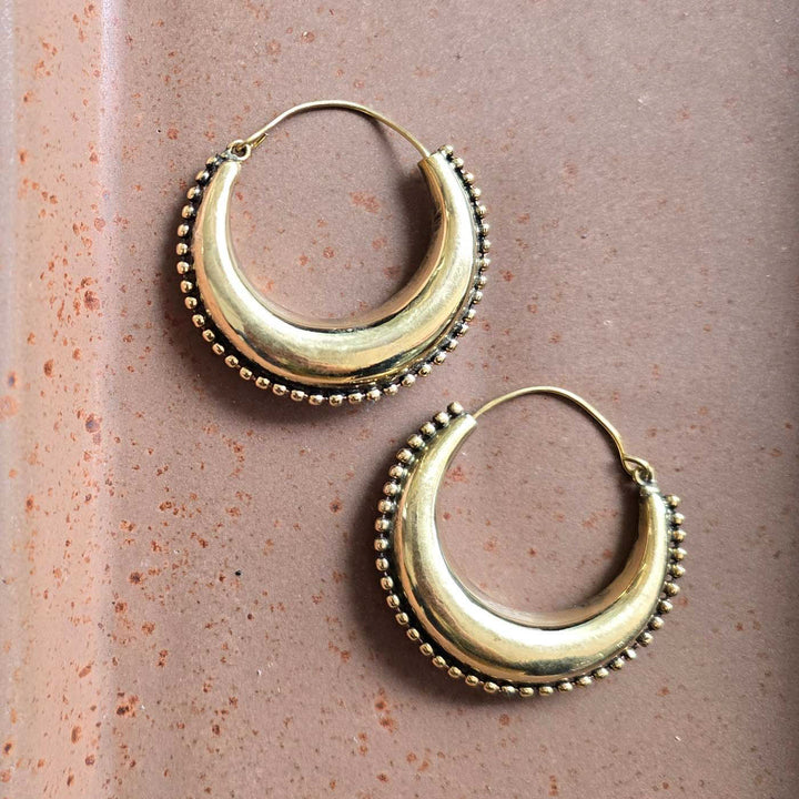 Handmade Grace Hoops Brass Earrings