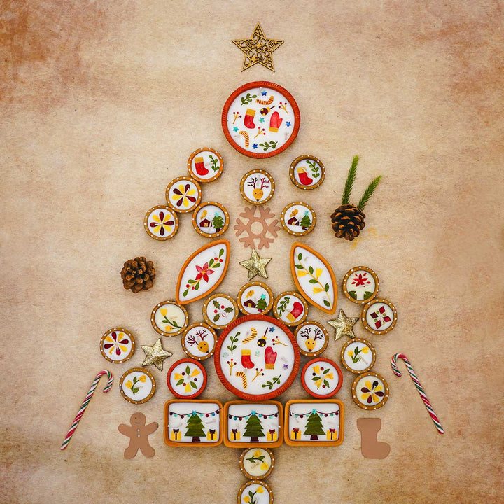 12 Candles | Handmade Soy Wax & Pressed Flower Terracota Tealight Candles For Christmas Decoration | 4 Boxes, 3 Candles per Box