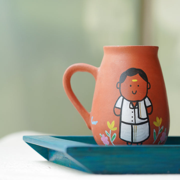 Handpainted Clay Mugs with Regional Characters For Couples & Wedding Gifts