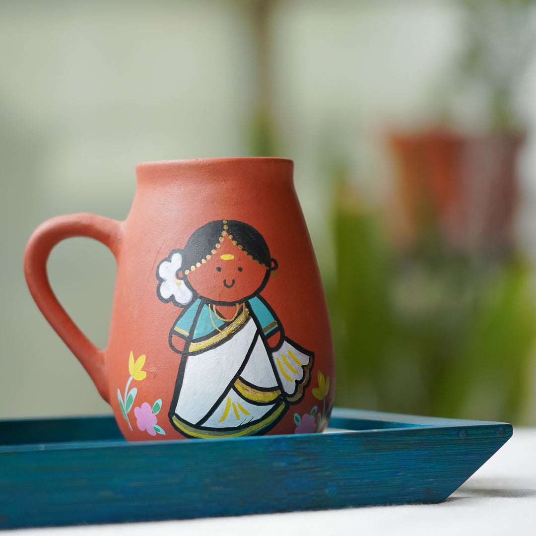 Handpainted Clay Mugs with Regional Characters For Couples & Wedding Gifts