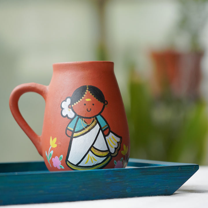Handpainted Clay Mugs with Regional Characters For Couples & Wedding Gifts
