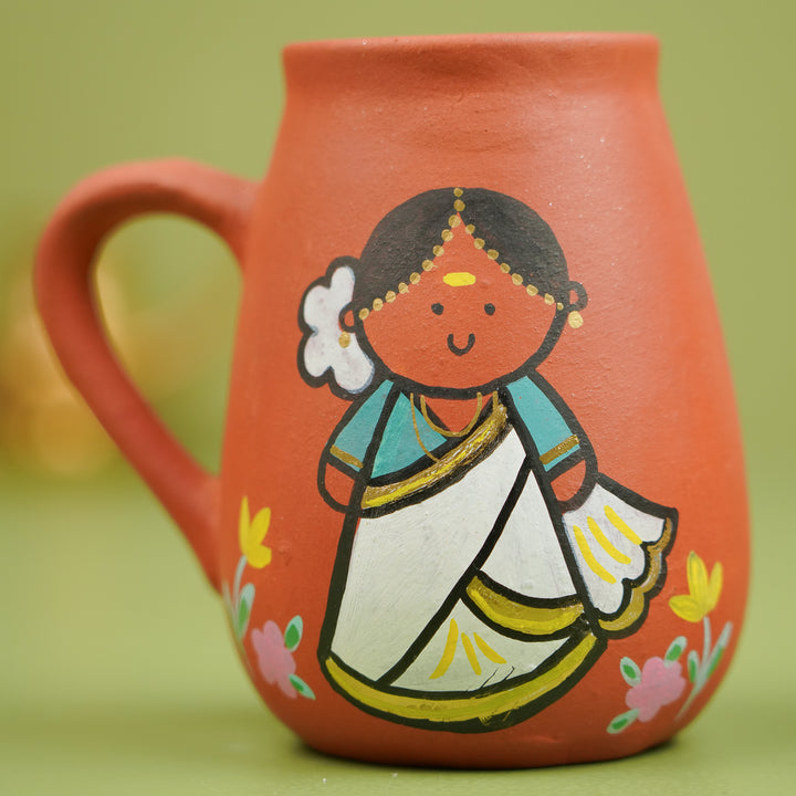 Handpainted Clay Mugs with Regional Characters For Couples & Wedding Gifts