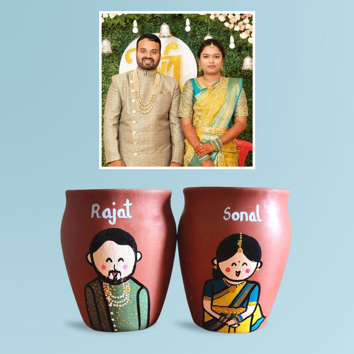 Personalised Terracotta Kulhads with Photo Based Caricatures