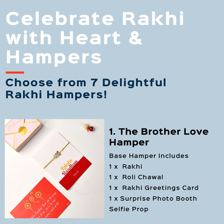Beaded Bhai Pearl And Stone Bracelet Rakhi Hamper With Chocolates And Roli Chawal For Brother Customizable Options Includes Up To 7 Goodies - Rakhi hampers product options list