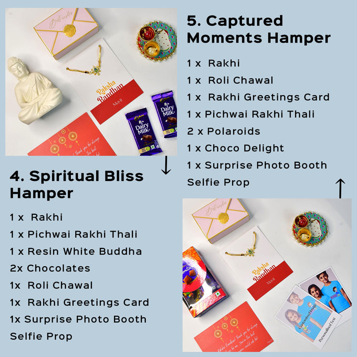 Green Turtle Pearl And Stone Bracelet Rakhi Hamper With Chocolates And Roli Chawal For Brother Customizable Options Includes Up To 7 Goodies - Hamper Layout with Products