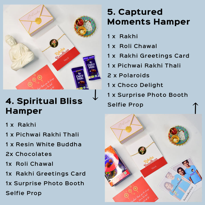 Beaded Bhai Behen Acrylic Bracelet Rakhi Hamper With Chocolates And Roli Chawal For Brother Customizable Options Includes Up To 7 Goodies - Hampers Details with Props