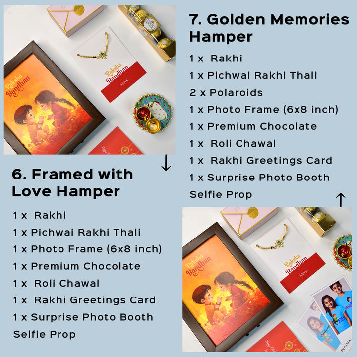 Green Turtle Pearl And Stone Bracelet Rakhi Hamper With Chocolates And Roli Chawal For Brother Customizable Options Includes Up To 7 Goodies - Complete Hamper Set Display