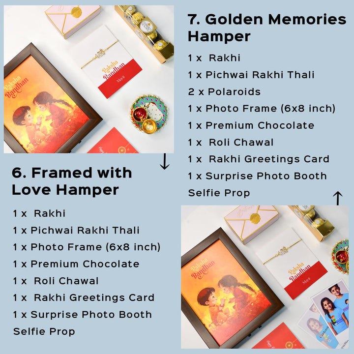 Beaded Bhai Pearl And Stone Bracelet Rakhi Hamper With Chocolates And Roli Chawal For Brother Customizable Options Includes Up To 7 Goodies - Grouped hampers with included items