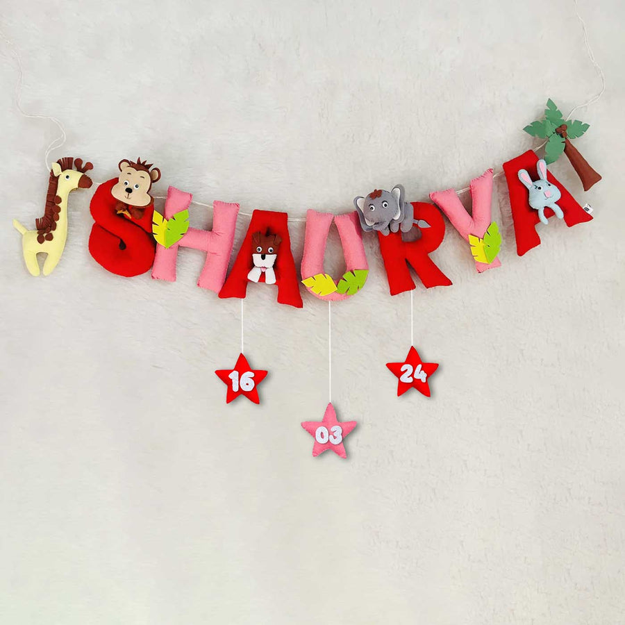 Handcrafted Personalized Jungle Theme Bunting For Kids - Name Personalization Hanging Display