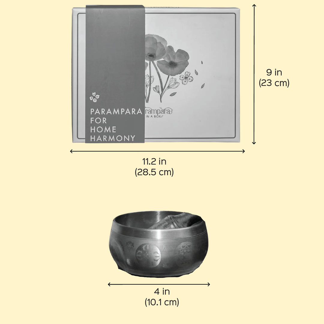 Meditation Gift Hamper | Includes 1 Dhoop Cones Pack, 8 Panchagavya Ghee Diya, 1 Singing Bowl, 1 Jaap Mala