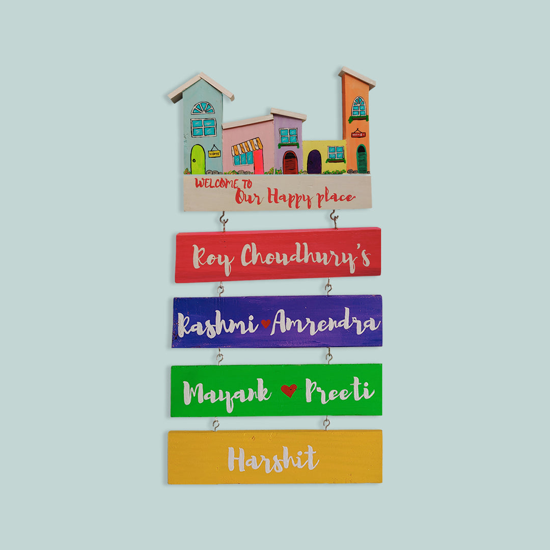 Handpainted Wooden Hanging House Nameplate