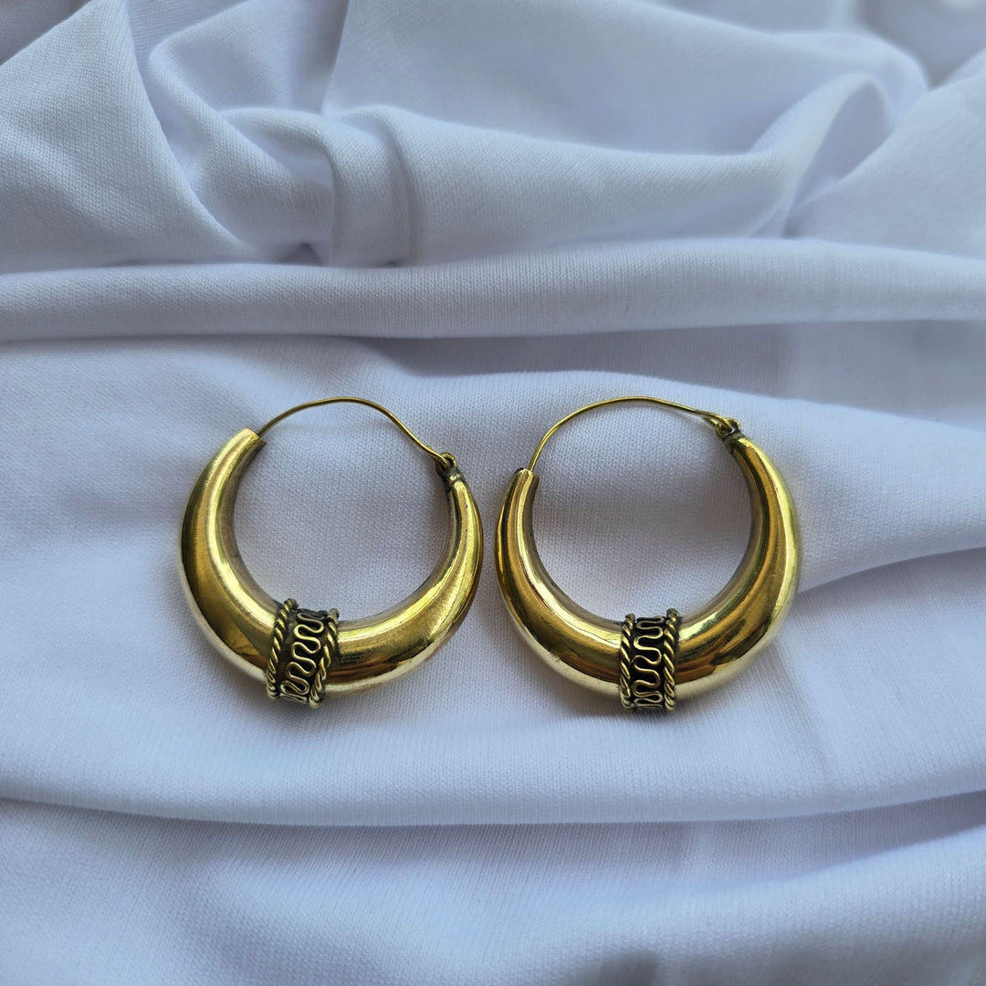 Handmade Hannah Hoops Brass Earrings