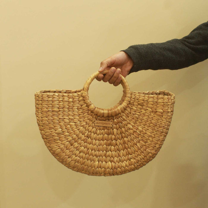 Handwoven Half Moon Natural Fibre Handbag