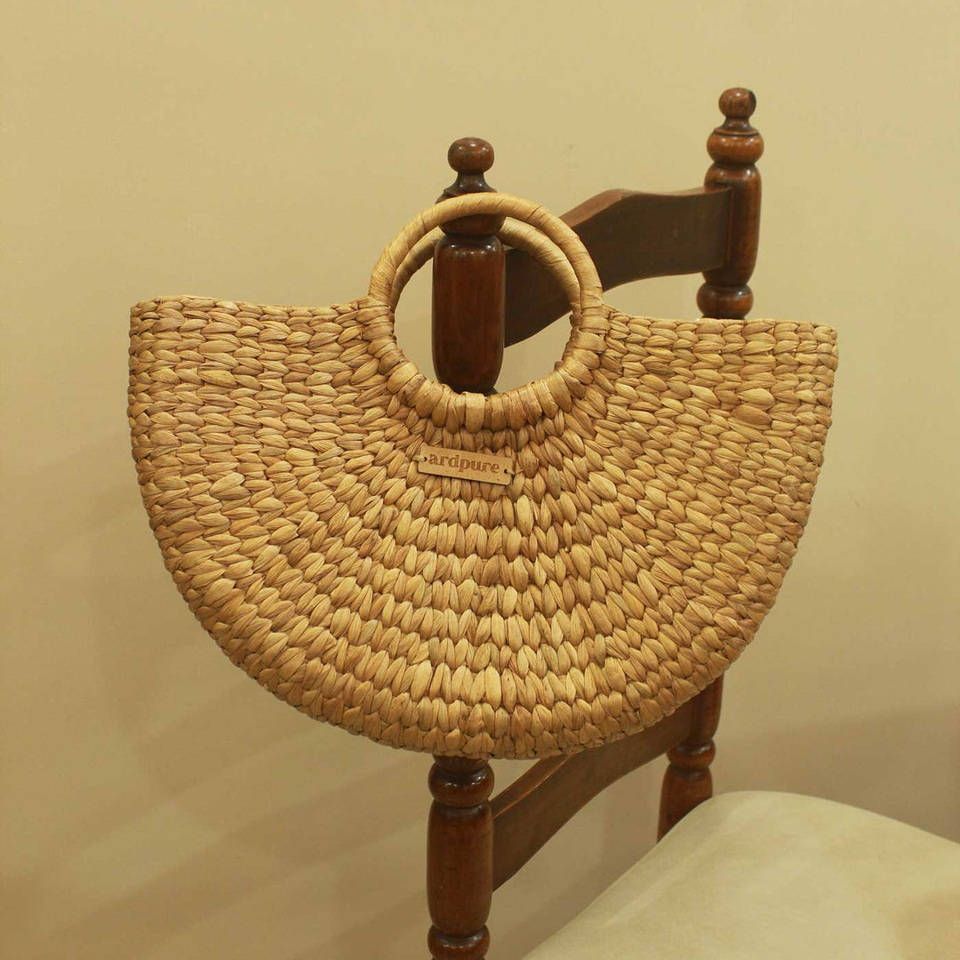 Handwoven Half Moon Natural Fibre Handbag