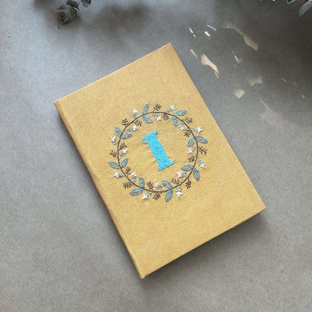 Personalized Handmade Embroidered Floral Monogram Paper Dairy