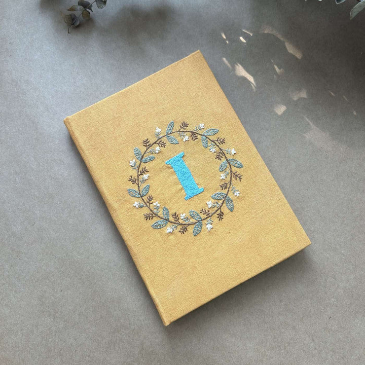 Personalized Handmade Embroidered Floral Monogram Paper Dairy