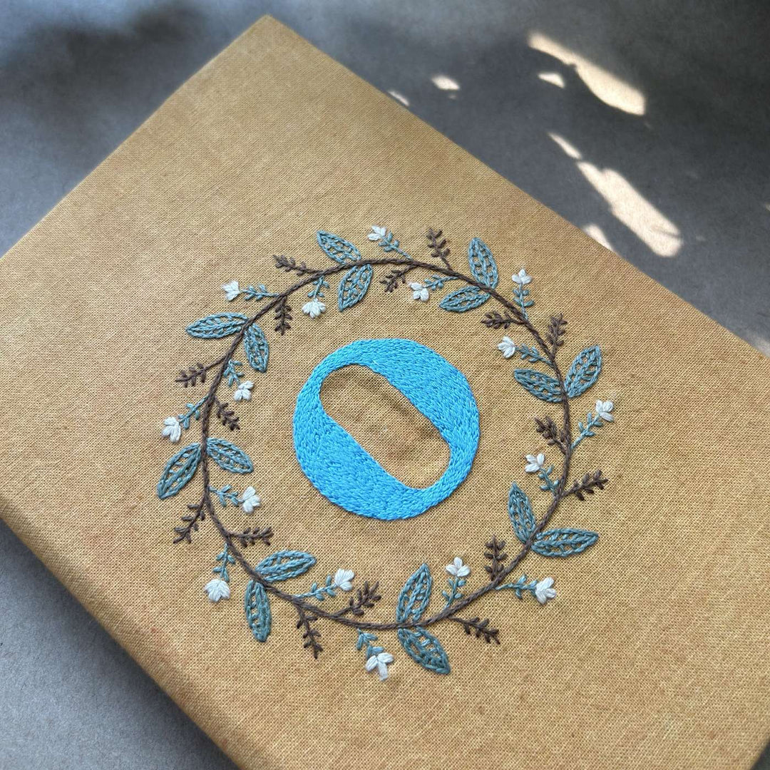 Personalized Handmade Embroidered Floral Monogram Paper Dairy