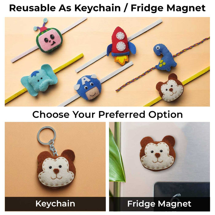 Handmade Doraemon Theme Felt Kids Rakhi With Roli Chawal