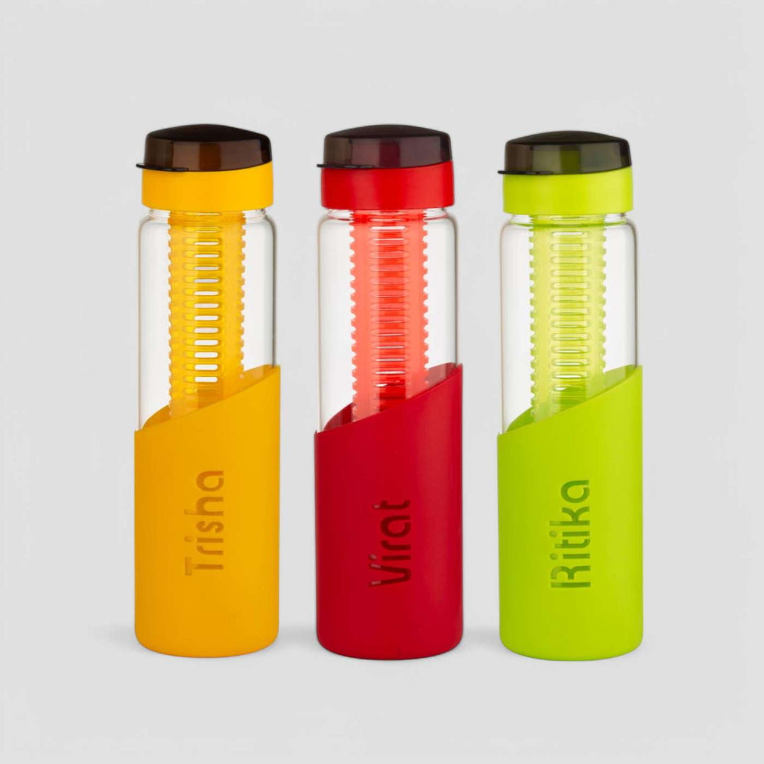 Personalized Leakproof & Stylish Infuser Borosil Glass Bottle | 750ml