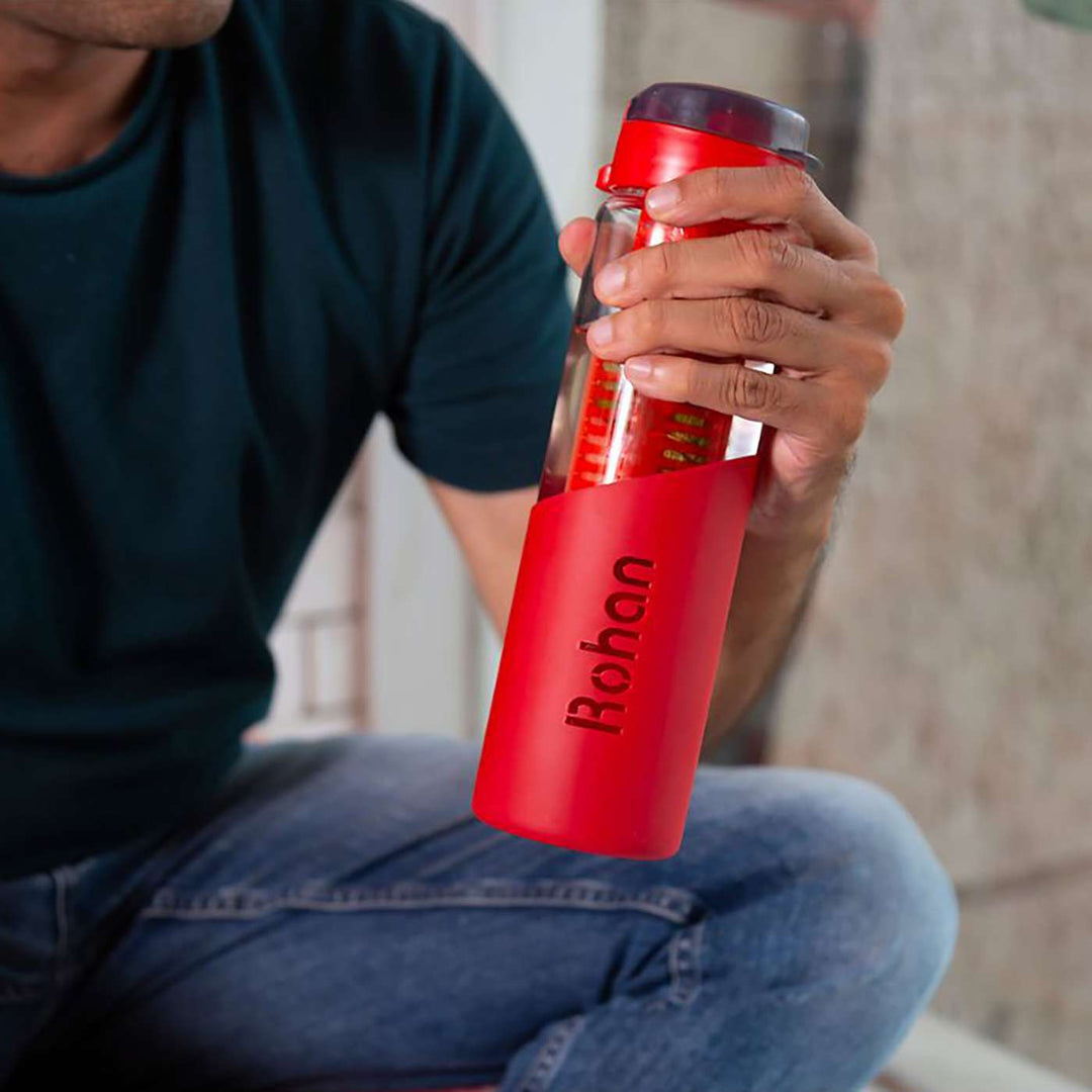 Personalized Leakproof & Stylish Infuser Borosil Glass Bottle | 750ml