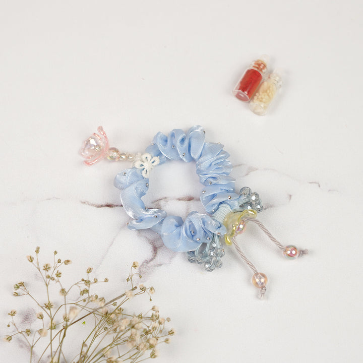 Handmade Stone Embellished Scrunchy Rakhi For Newborns