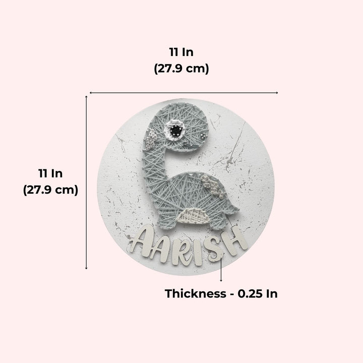 Personalized Animal Theme Kids String Art Name Plate 2 - Dimension Chart with Name Personalization