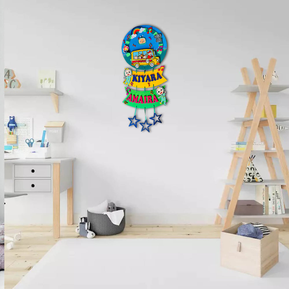 Hand Painted Personalized Sibling Name Plate 7 - Mounted on Child's Room Wall