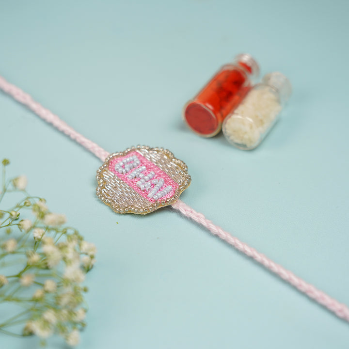 Customized Handmade Beaded Bhai Rakhi With Roli Chawal For Brother - Rakhi with Roli Chawal set (5)