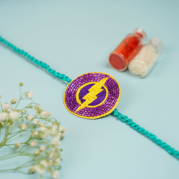 Handmade Beaded Flash Theme Rakhi With Roli Chawal For Brother - Rakhi Thread with Roli Chawal Background