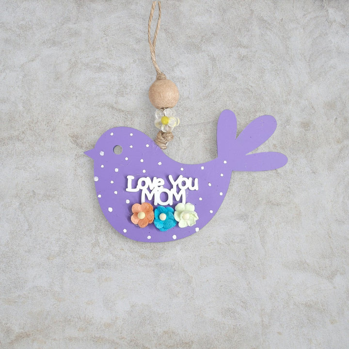 Hand-Painted Love You Mom Theme MDF Wood Car Hanging
