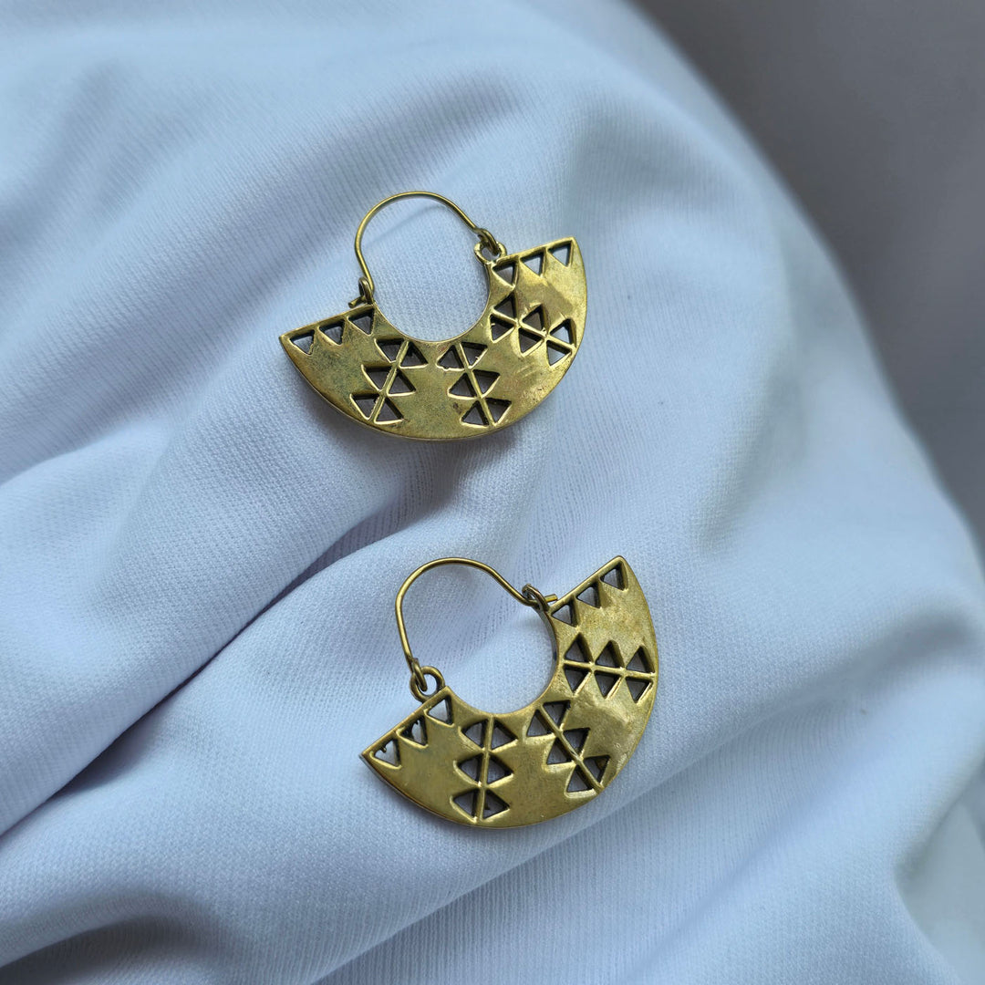 Handmade Lily Hoops Brass Earrings