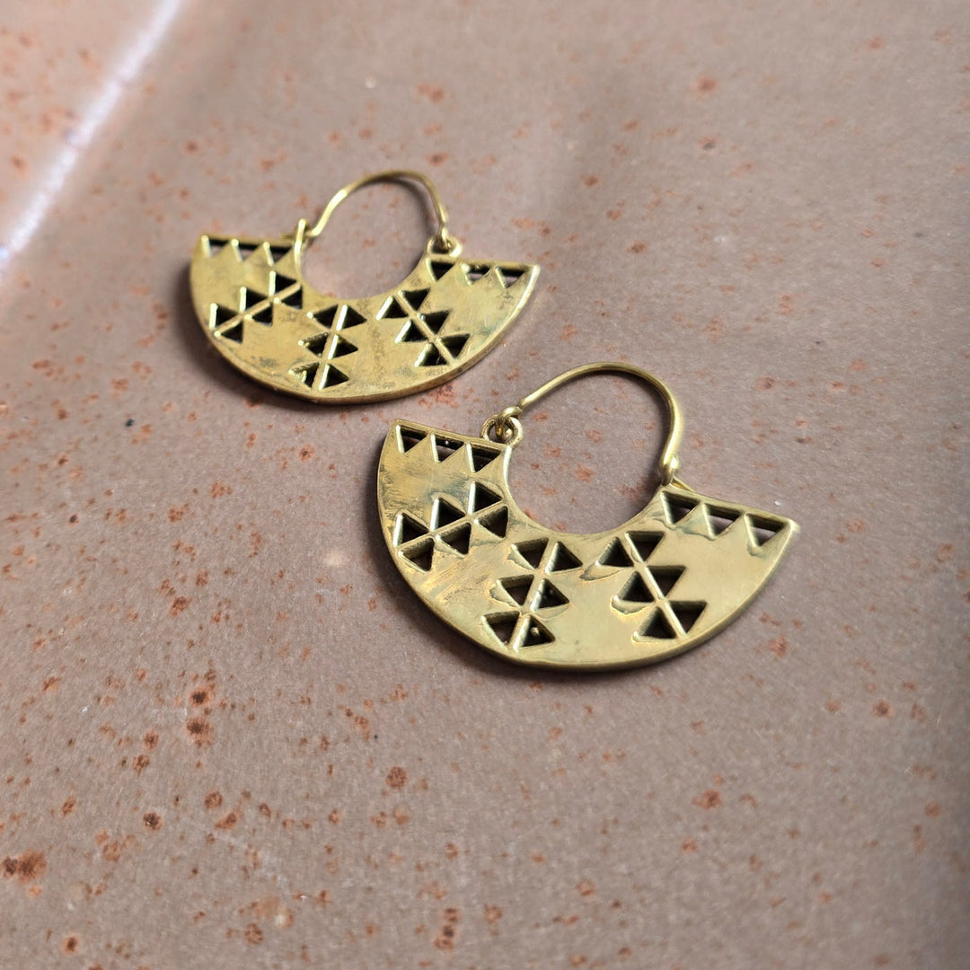 Handmade Lily Hoops Brass Earrings