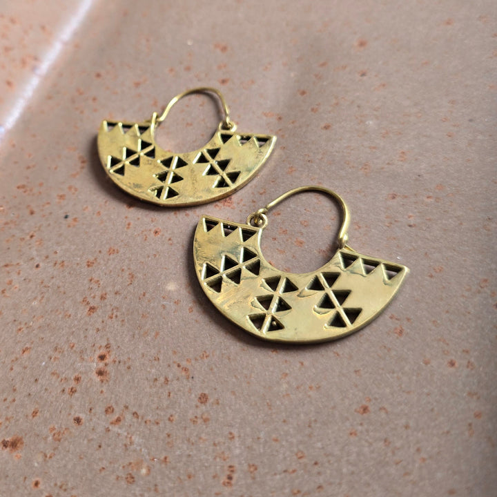 Handmade Lily Hoops Brass Earrings