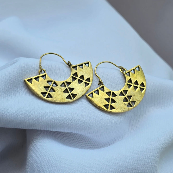 Handmade Lily Hoops Brass Earrings