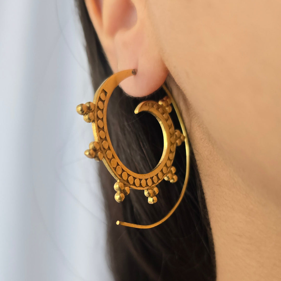 Handmade Lorena Brass Hooks Earrings