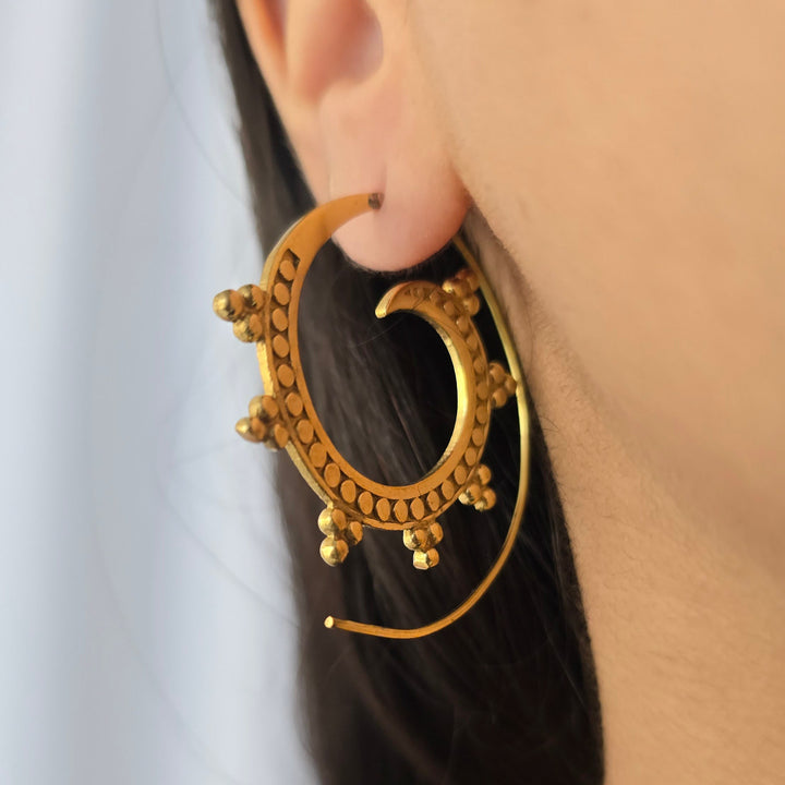 Handmade Lorena Brass Hooks Earrings